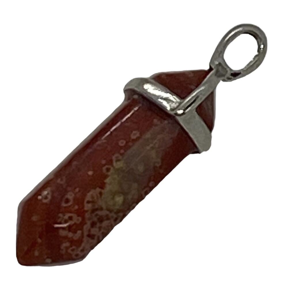 Crystal Quartz Gold Sand Pendant 1.75” Double Terminated Hexagonal Point Silver - Picture 9 of 16